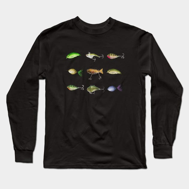 Fishing Lures Long Sleeve T-Shirt by PeggyNovak